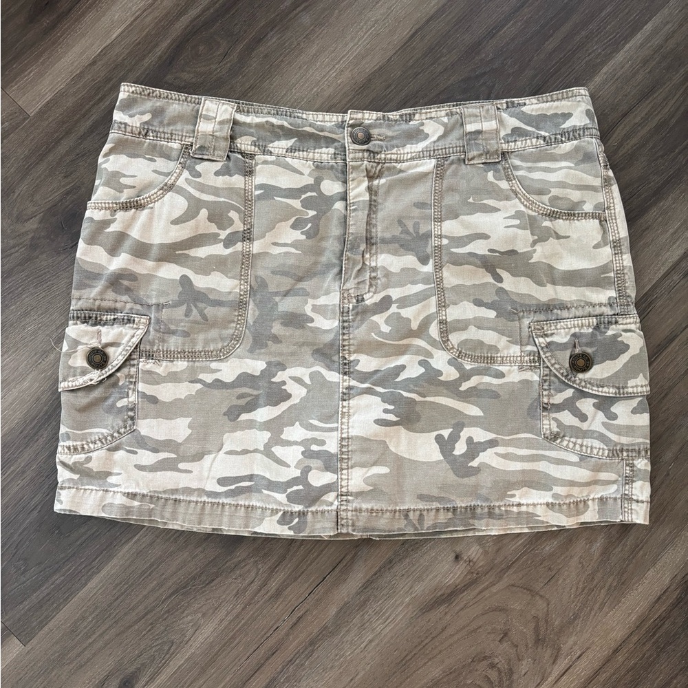 Route 66 Beige Camouflage Mini Skirt